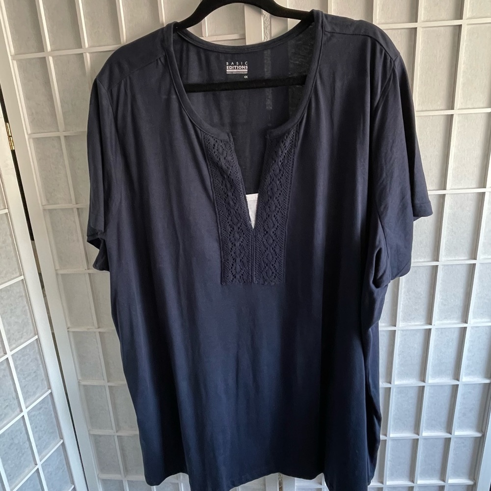 Woman’s Plus Size 3-4X. Basic Editions Stretchy Cotton Top